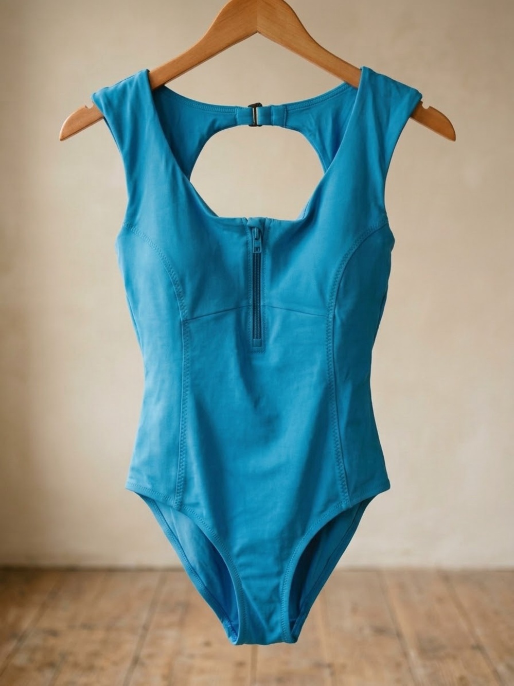 Athleta Deep Sea Swimsuit XS Like New Cutout Front Zip Cruise Ready NWOT